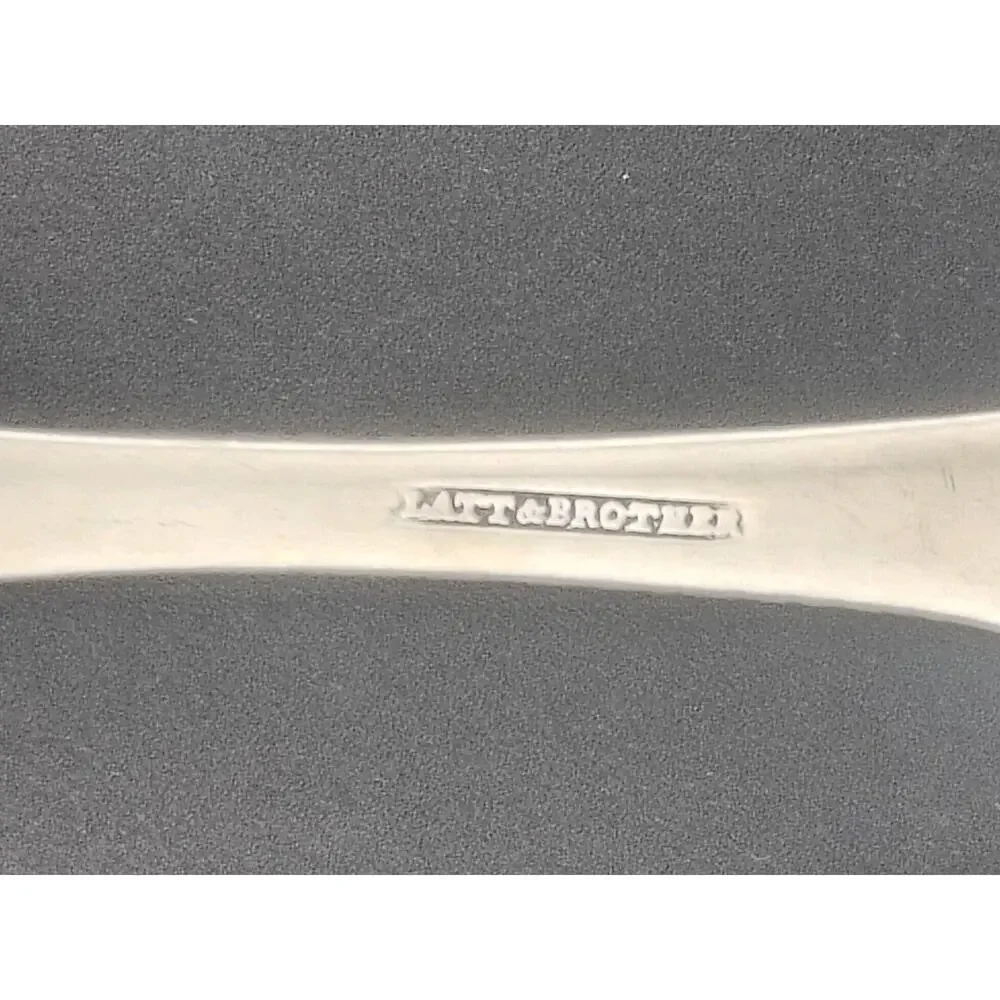 Antique Platt & Brother NY Coin Silver Tablespoons Pair 1850s Fiddle Pattern